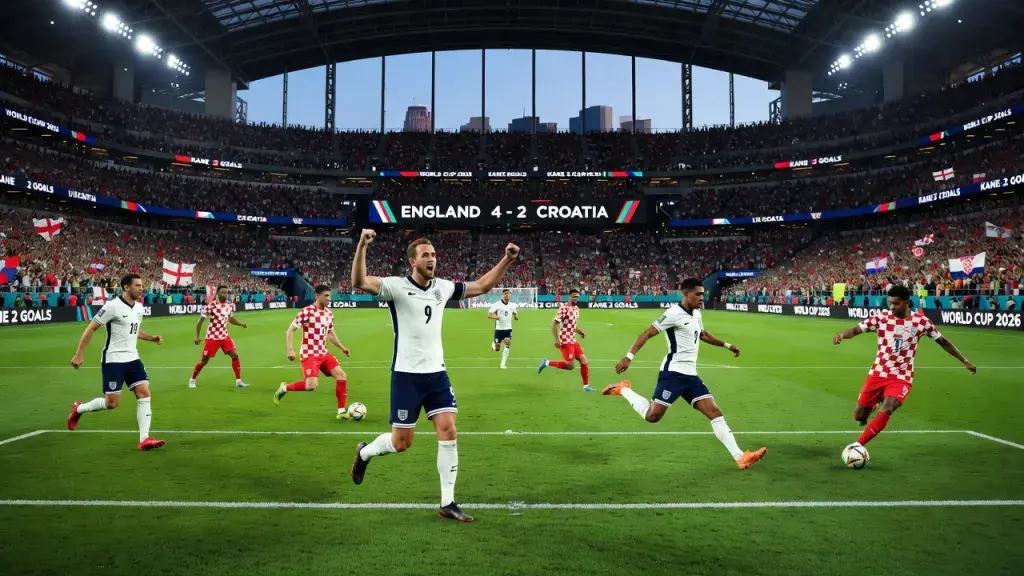 Kane Fires England to 4-2 World Cup Win Over Croatia in Dallas